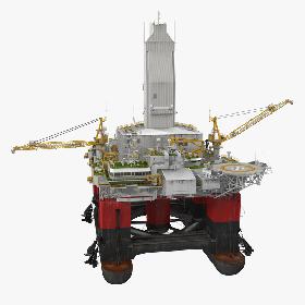 3D model Semi Submersible Drilling Rig Rigged